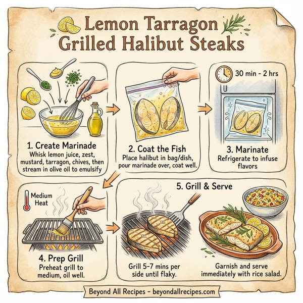 Lemon Tarragon Grilled Halibut Steaks instructions