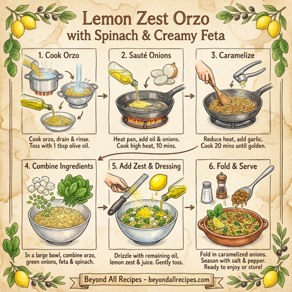 Lemon Zest Orzo with Spinach and Creamy Feta instructions