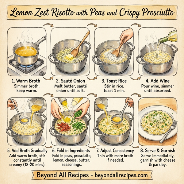 Lemon Zest Risotto with Peas and Crispy Prosciutto instructions