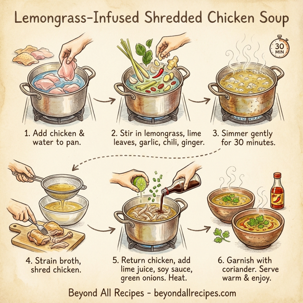 Lemongrass-Infused Shredded Chicken Soup instructions