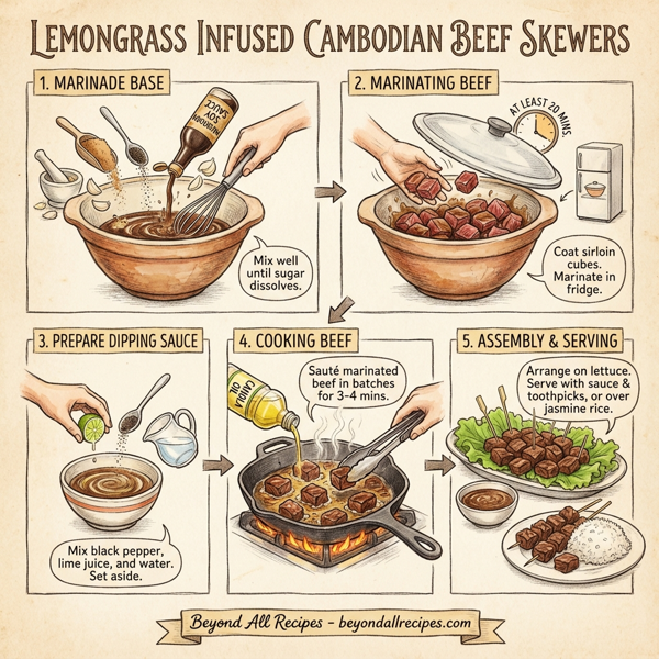 Lemongrass Infused Cambodian Beef Skewers instructions