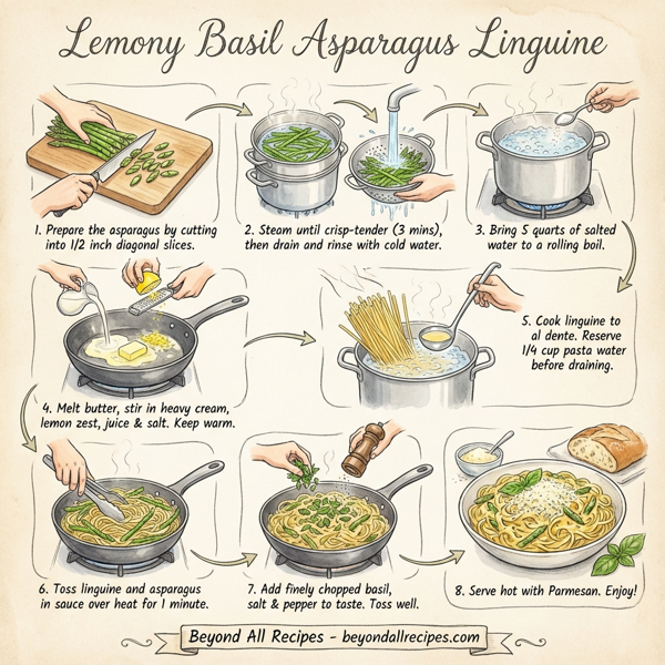 Lemony Basil Asparagus Linguine instructions