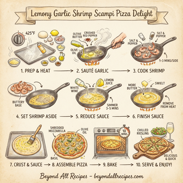 Lemony Garlic Shrimp Scampi Pizza Delight instructions