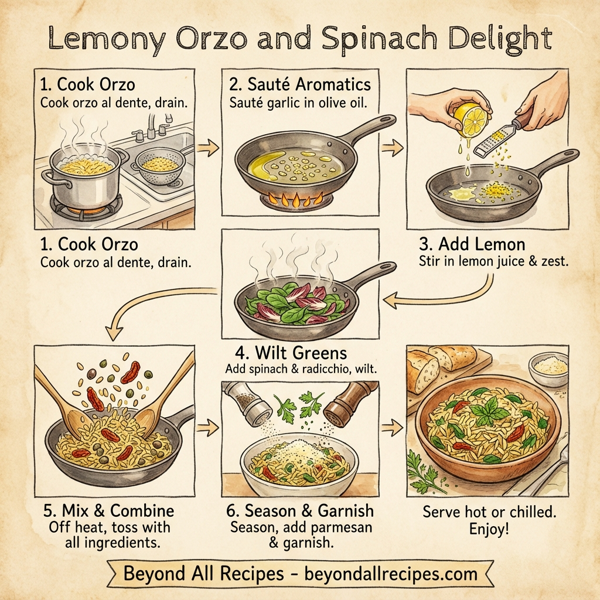 Lemony Orzo and Spinach Delight instructions