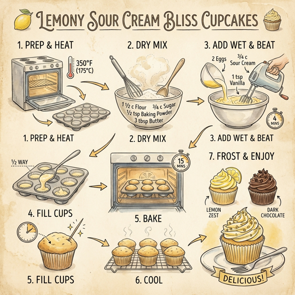Lemony Sour Cream Bliss Cupcakes instructions