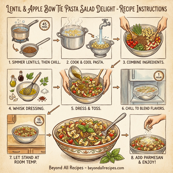 Lentil and Apple Bow Tie Pasta Salad Delight instructions