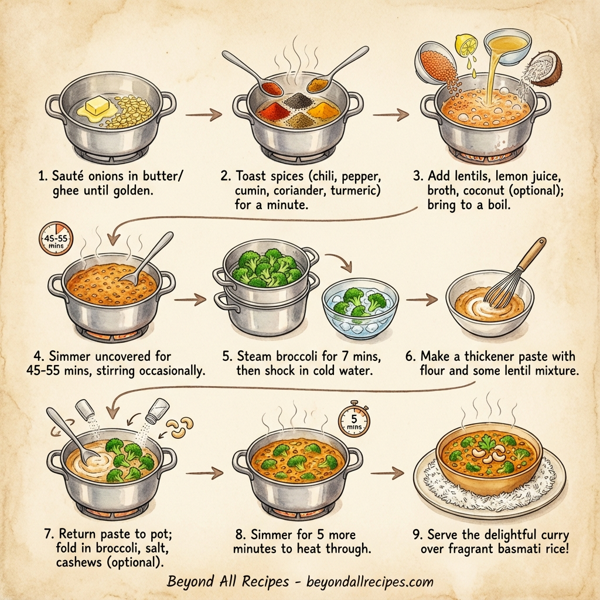 Lentil and Broccoli Delight Curry instructions