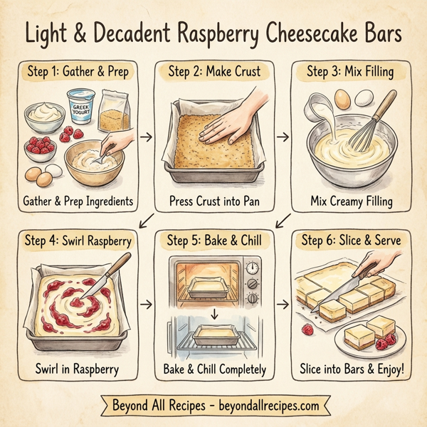 Light & Decadent Raspberry Cheesecake Bars instructions