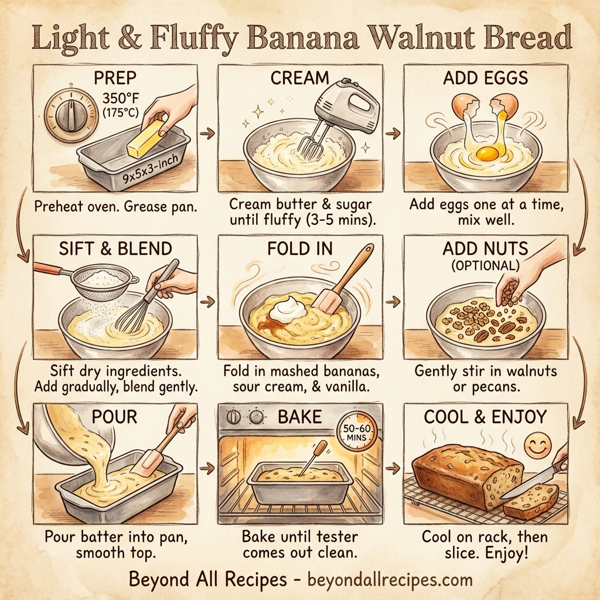 Light & Fluffy Banana Walnut Bread instructions