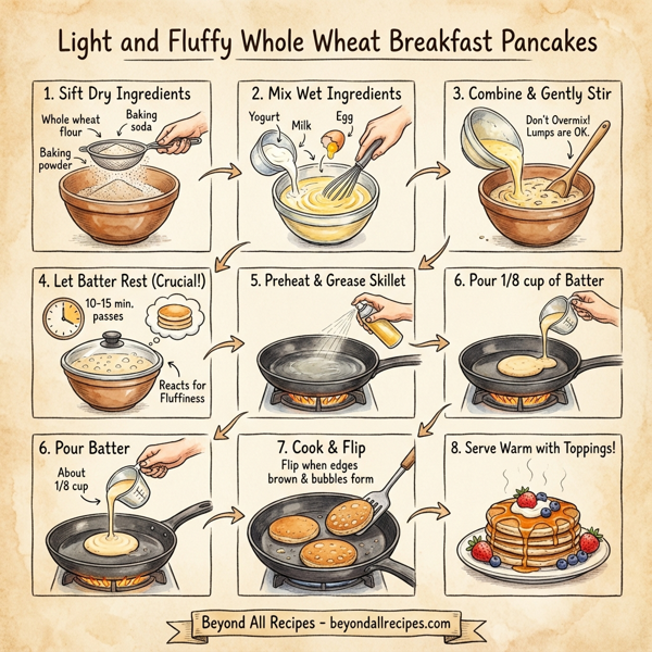 Light and Fluffy Whole Wheat Breakfast Pancakes instructions