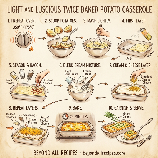 Light and Luscious Twice Baked Potato Casserole instructions