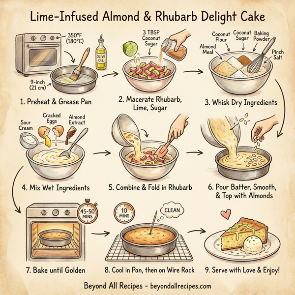 Lime-Infused Almond & Rhubarb Delight Cake instructions