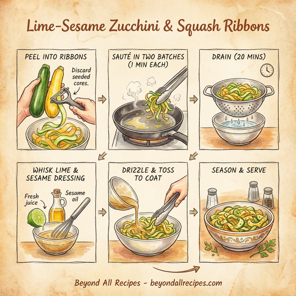 Lime-Sesame Zucchini & Squash Ribbons instructions