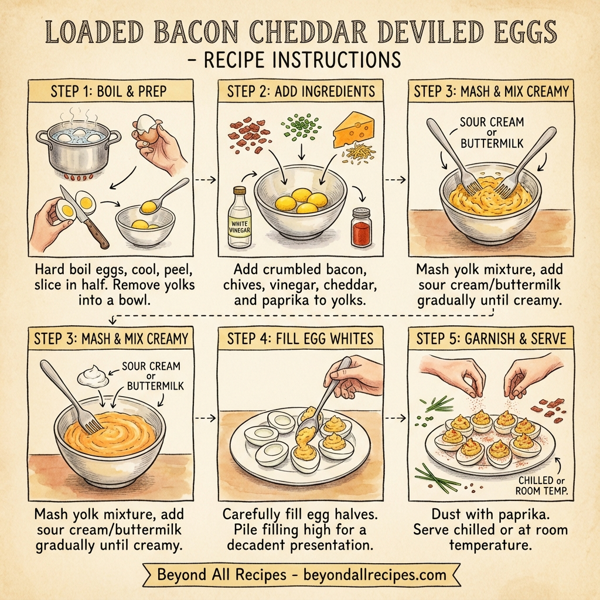 Loaded Bacon Cheddar Deviled Eggs instructions
