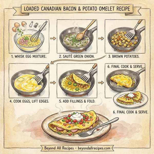 Loaded Canadian Bacon & Potato Omelet instructions