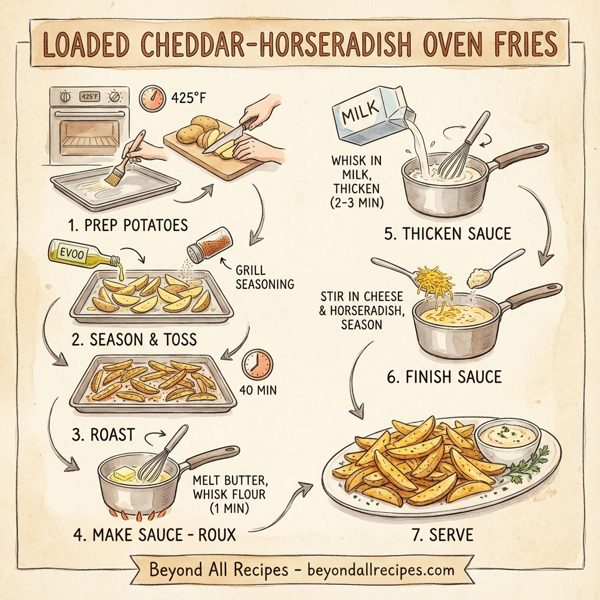 Loaded Cheddar-Horseradish Oven Fries instructions