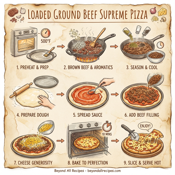 Loaded Ground Beef Supreme Pizza instructions