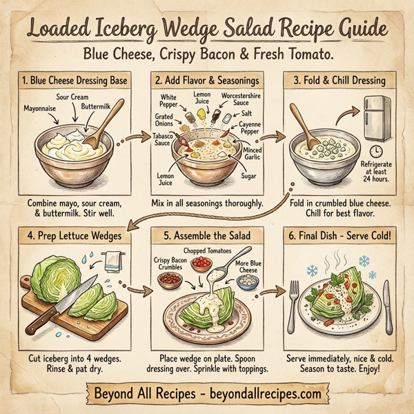 Loaded Iceberg Wedge Salad with Blue Cheese, Crispy Bacon & Fresh Tomato instructions