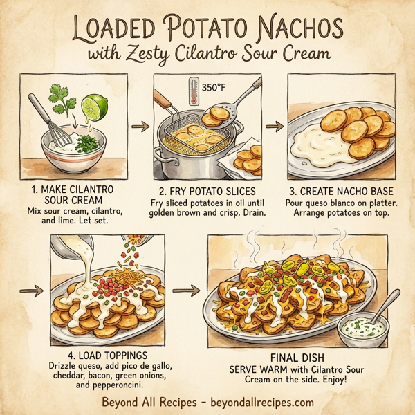 Loaded Potato Nachos with Zesty Cilantro Sour Cream instructions