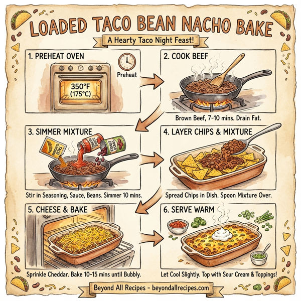 Loaded Taco Bean Nacho Bake instructions