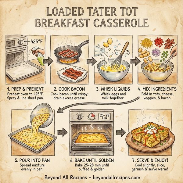 Loaded Tater Tot Breakfast Casserole instructions
