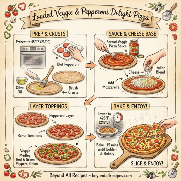 Loaded Veggie & Pepperoni Delight Pizza instructions