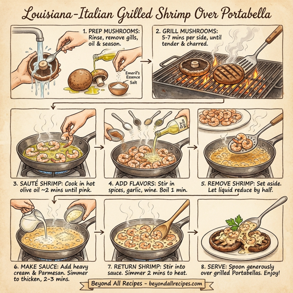 Louisiana-Italian Grilled Shrimp Over Portabella instructions