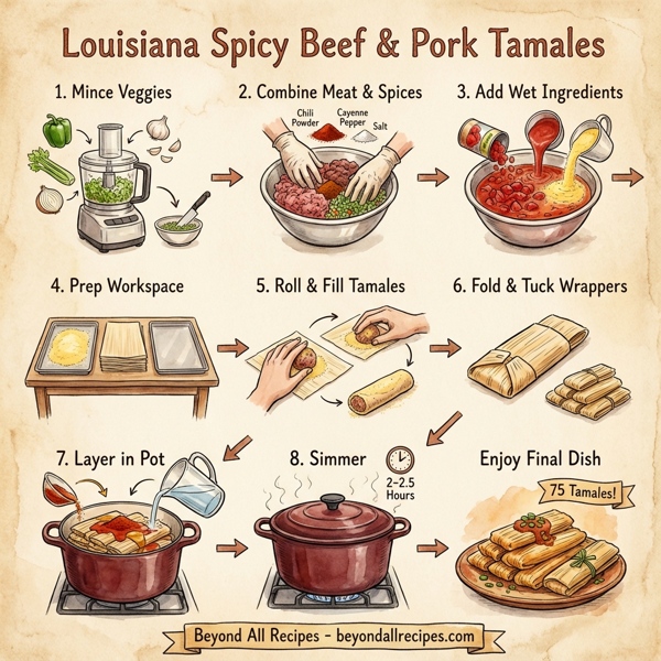 Louisiana Spicy Beef & Pork Tamales instructions