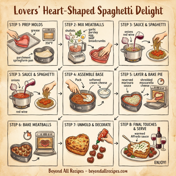Lovers' Heart-Shaped Spaghetti Delight instructions