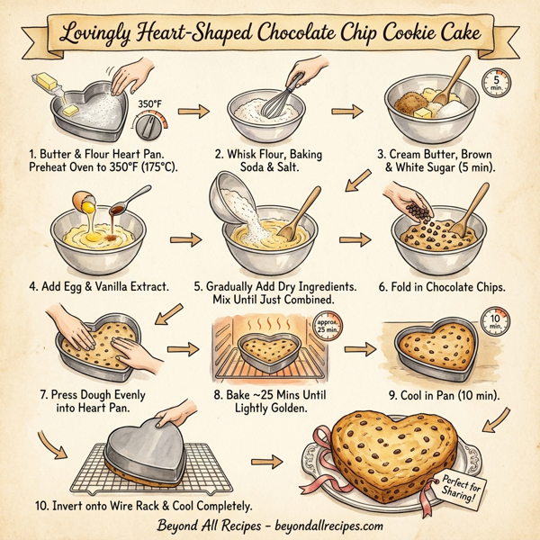 Lovingly Heart-Shaped Chocolate Chip Cookie Cake instructions