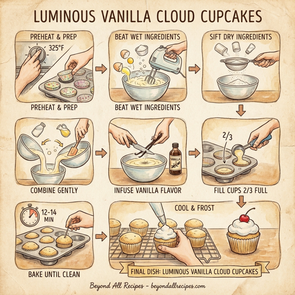 Luminous Vanilla Cloud Cupcakes instructions