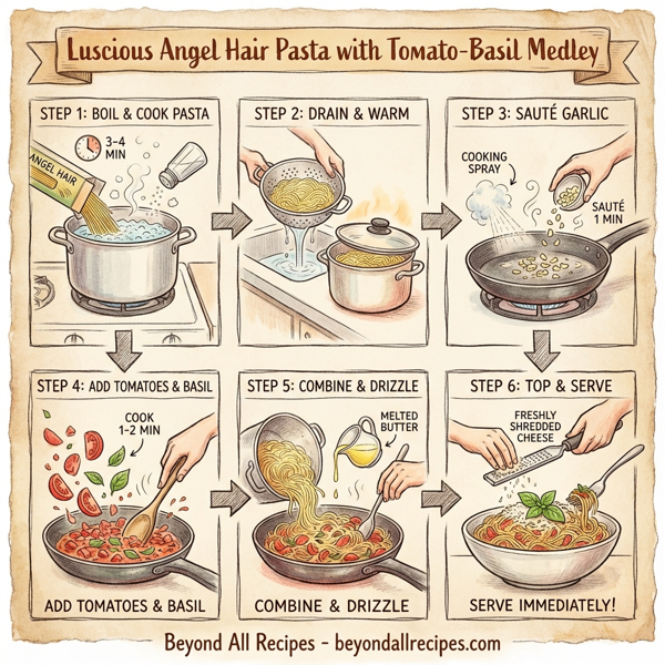 Luscious Angel Hair Pasta with Tomato-Basil Medley instructions