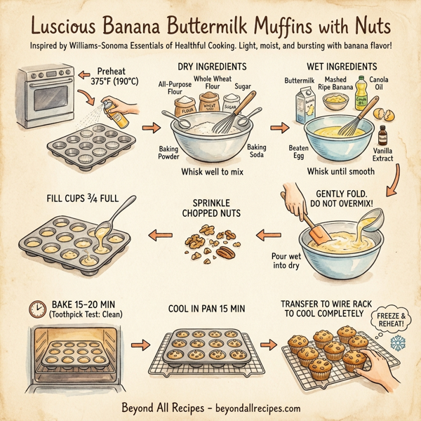 Luscious Banana Buttermilk Muffins with Nuts instructions
