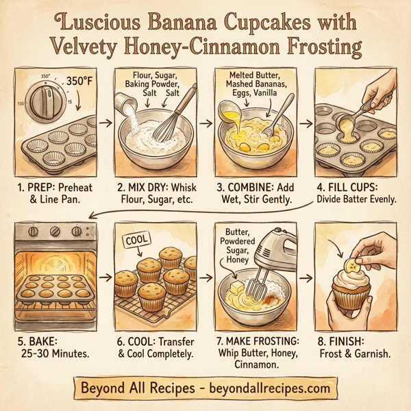Luscious Banana Cupcakes with Velvety Honey-Cinnamon Frosting instructions