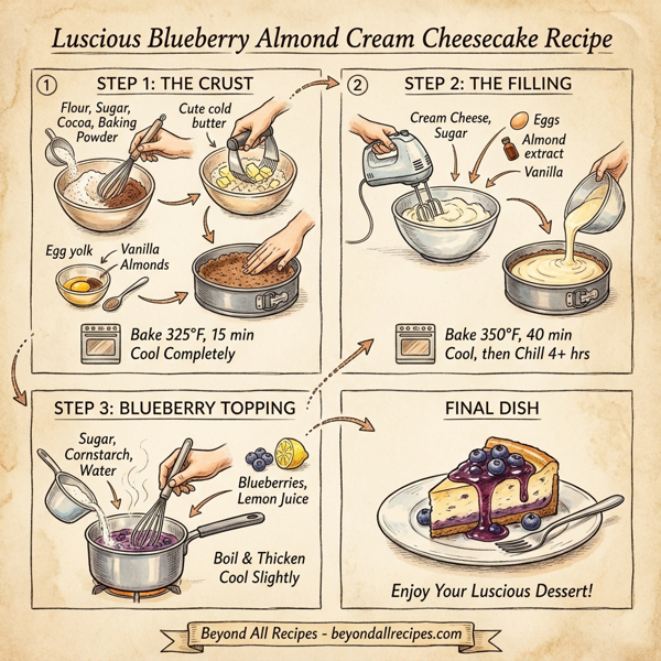 Luscious Blueberry Almond Cream Cheesecake instructions