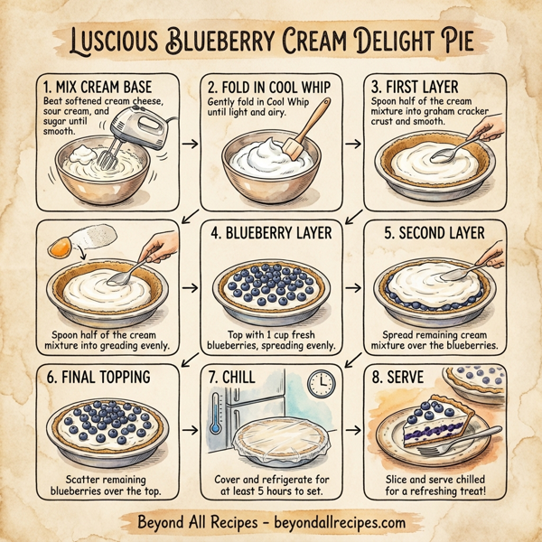 Luscious Blueberry Cream Delight Pie instructions