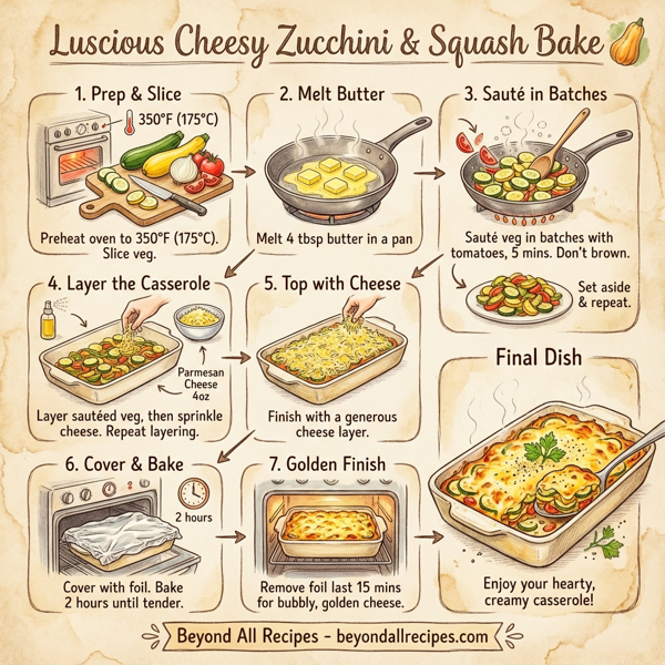 Luscious Cheesy Zucchini & Squash Bake instructions