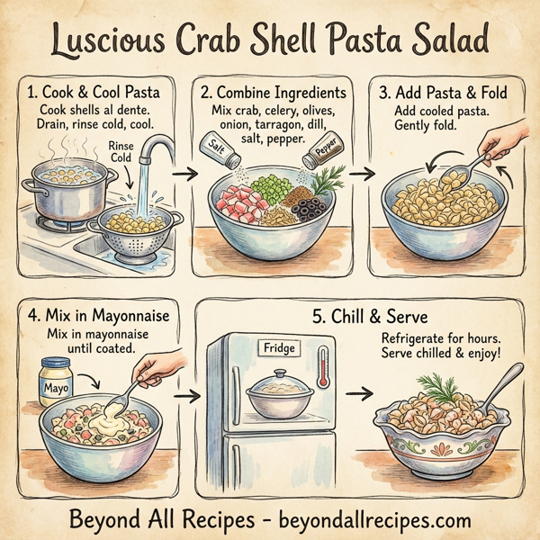 Luscious Crab Shell Pasta Salad instructions