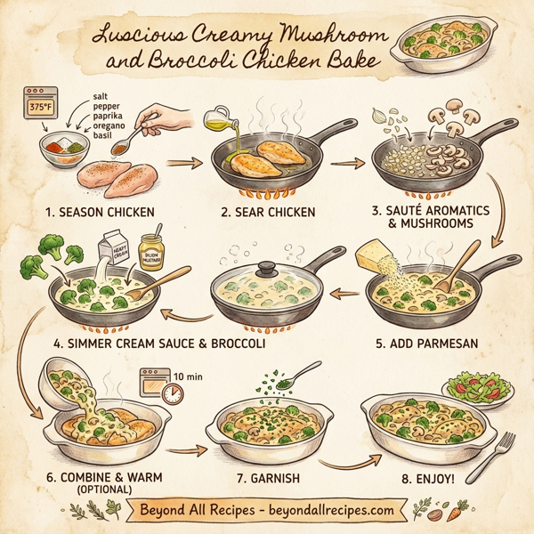 Luscious Creamy Mushroom and Broccoli Chicken Bake instructions