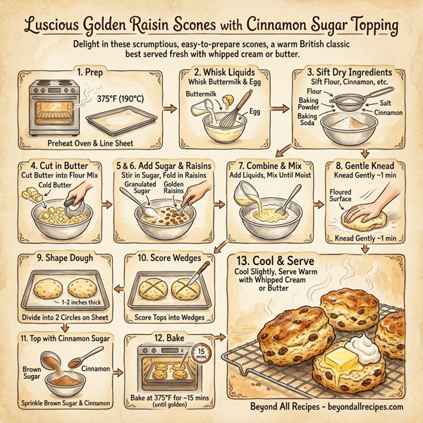 Luscious Golden Raisin Scones with Cinnamon Sugar Topping instructions