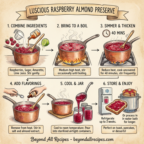 Luscious Raspberry Almond Preserve instructions