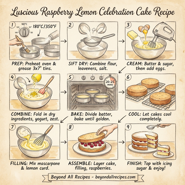 Luscious Raspberry Lemon Celebration Cake instructions