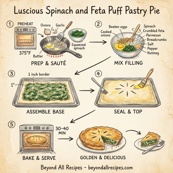 Luscious Spinach and Feta Puff Pastry Pie instructions