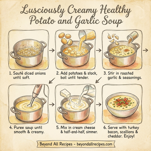 Lusciously Creamy Healthy Potato and Garlic Soup instructions