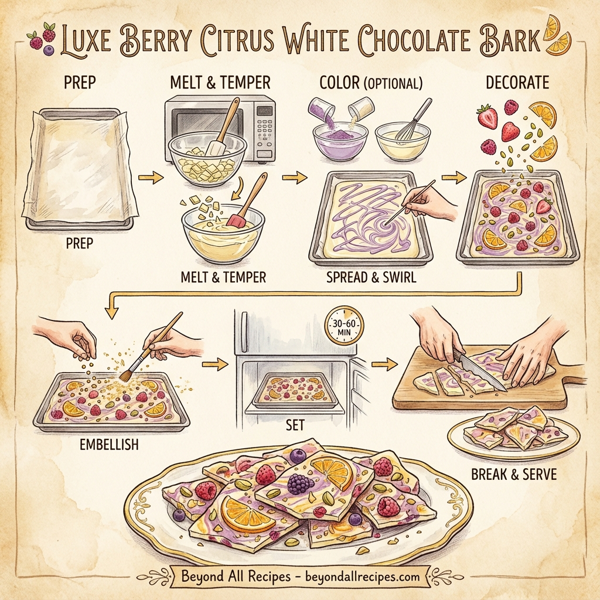 Luxe Berry Citrus White Chocolate Bark instructions