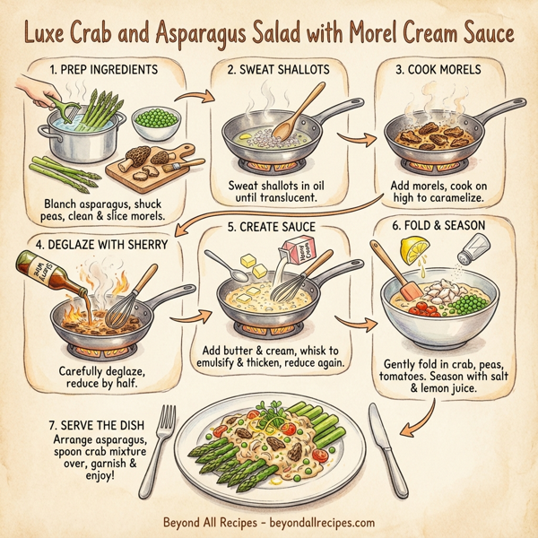 Luxe Crab and Asparagus Salad with Morel Cream Sauce instructions