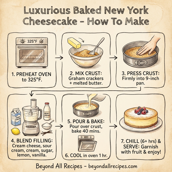 Luxurious Baked New York Cheesecake with Graham Cracker Crust instructions
