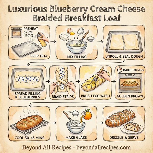 Luxurious Blueberry Cream Cheese Braided Breakfast Loaf instructions