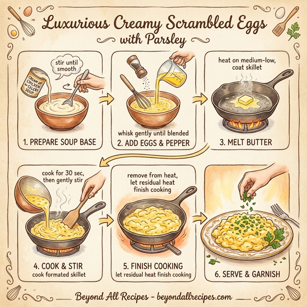 Luxurious Creamy Scrambled Eggs with Parsley instructions