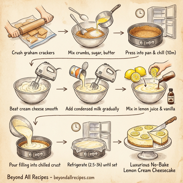 Luxurious No-Bake Lemon Cream Cheesecake instructions